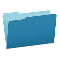 Pendaflex® Colored File Folders, 1/3-Cut Tabs: Assorted, Legal Size, Blue/Light Blue, 100/Box
