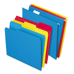 Pendaflex® Combo Filing Kit, Letter Size, (12) 1/5-Cut Exterior Hanging File Folders, (12) 1/3-Cut File Folders, Assorted Colors