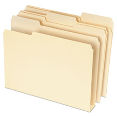 Pendaflex® Double Stuff File Folders, 1/3-Cut Tabs: Assorted, Letter Size, Manila, 50/Pack
