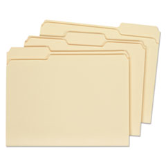 Office Impressions® Top Tab Manila File Folders, 1/3-Cut Tabs: Assorted, Letter Size, 1" Expansion, Manila, 100/Box