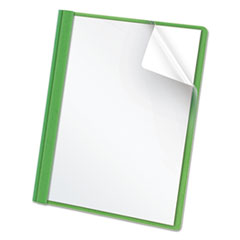 Oxford™ Clear Front Standard Grade Report Cover, Three-Prong Fastener, 0.5" Capacity, 8.5 x 11, Clear/Green, 25/Box