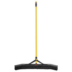 Rubbermaid® Commercial Maximizer Push-to-Center Broom, PVC Bristles, 36 x 58.13, Steel Handle, Yellow/Black