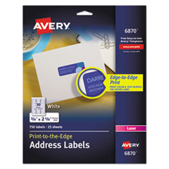 Avery® Vibrant Laser Color-Print Labels w/ Sure Feed, 0.75 x 2.25, White, 750/PK