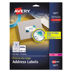 Vibrant Laser Color-Print Labels w/ Sure Feed, 1.25 x 2.38, White, 450/Pack