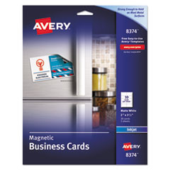 Avery® Magnetic Business Cards, Inkjet, 2 x 3.5, White, 30 Cards, 10 Cards/Sheet, 3 Sheets/Pack