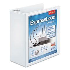 Cardinal® ExpressLoad ClearVue Locking D-Ring Binder, 3 Rings, 4" Capacity, 11 x 8.5, White