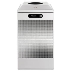 Rubbermaid® Commercial Silhouette Waste Receptacle, Square, Steel, 29 gal, Silver Metallic