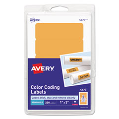 Avery® Printable Self-Adhesive Removable Color-Coding Labels, 1 x 3, Neon Orange, 5/Sheet, 40 Sheets/Pack, (5477)