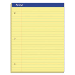 Ampad® Double Sheet Pads, Medium/College Rule, 100 Canary-Yellow 8.5 x 11.75 Sheets