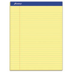 Ampad® Perforated Writing Pads, Wide/Legal Rule, 50 Canary-Yellow 8.5 x 11.75 Sheets, Dozen