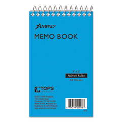 Ampad® Memo Pads, Narrow Rule, Randomly Assorted Cover Colors, 50 White 3 x 5 Sheets