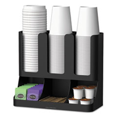 Mind Reader Flume Six-Section Upright Coffee Condiment/Cup Organizer, 11.5 x 6.5 x 15, Black