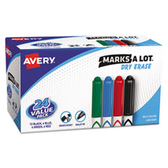 Avery® MARKS A LOT Pen-Style Dry Erase Marker Value Pack, Medium Chisel Tip, Assorted Colors, 24/Set (29860)
