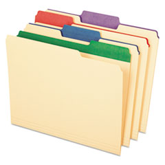 Pendaflex® Color Tab File Folders, 1/3-Cut Tabs: Assorted, Letter Size, 0.75" Expansion, Manila, 50/Box