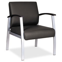 Alera® Alera metaLounge Series Mid-Back Guest Chair, 24.6" x 26.96" x 33.46", Black Seat/Back, Silver Base