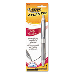 BIC® Atlantis Ultra Comfort Ballpoint Pen, Retractable, Medium 1 mm, Black Ink, Randomly Assorted Barrel Colors
