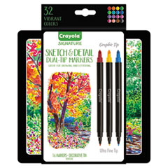 Crayola® Sketch and Detail Dual Ended Markers, Extra-Fine/Fine Bullet Tips, Assorted Colors, 16/Set