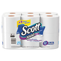 Scott® Toilet Paper, 1-Ply, 1000 Sheets/Roll, 12 Rolls/Pack, 4 Pack/Carton