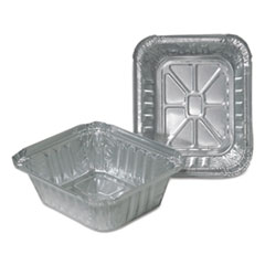 Durable Packaging Aluminum Closeable Containers, 1 lb Oblong, 5.75 x 4.88 x 1.81, Silver, 1,000/Carton