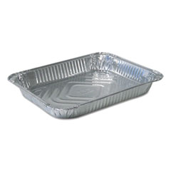 Durable Packaging Aluminum Steam Table Pans, Half-Size Shallow—79.5 oz., 1.69" Deep, 10.38 x 12.75, 100/Carton