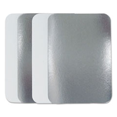 Durable Packaging Flat Board Lids, For 1.5 lb Oblong Pans, Silver, Paper, 500 /Carton