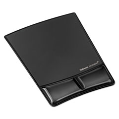 Fellowes® Gel Wrist Support with Attached Mouse Pad, 8.25 x 9.87, Black