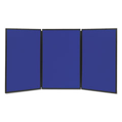 Quartet® Show-It! Display System, Three-Panel Display, 72 x 36, Blue/Gray Surface, Black PVC Frame