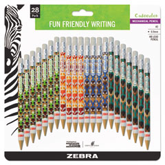 Zebra® Cadoozles Mechanical Pencil, 0.9 mm, HB (#2), Black Lead, Assorted Barrel Colors, 28/Pack