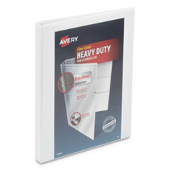 Avery® Heavy-Duty View Binder with DuraHinge and One Touch Slant Rings, 3 Rings, 0.5" Capacity, 11 x 8.5, White