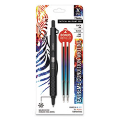 Zebra® X-701 Ballpoint Pen, Retractable, Fine 0.7 mm, Black Ink, Black Barrel