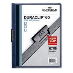 Durable® DuraClip Report Cover with Clip Fastener, 8.5 x 11, Clear/Navy, 25/Box