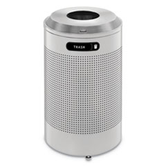 Rubbermaid® Commercial Silhouette Waste Receptacle, Round, Steel, 26 gal, Silver Metallic