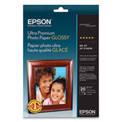 Epson® Ultra Premium Photo Paper Glossy, 11.8 mil, 5 x 7, Glossy White, 20/Pack
