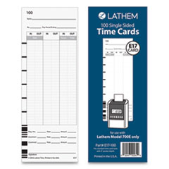 Lathem® Time Time Clock Cards for Lathem Time 700E, One Side, 3.5 x 9, 100/Pack