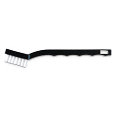 Carlisle Flo-Pac Utility Toothbrush Style Maintenance Brush, White Nylon Bristles, 7.25" Brush, 7" Black Polypropylene Handle
