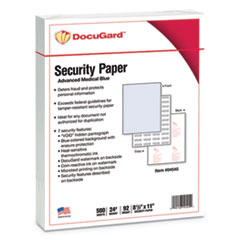 DocuGard™ Medical Security Papers, 24 lb Bond Weight, 8.5 x 11, Blue, 500/Ream