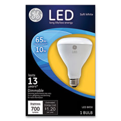 GE LED BR30 Dimmable Soft White Flood Light Bulb, 10 W