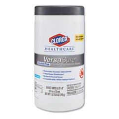 Clorox® Healthcare® VersaSure Cleaner Disinfectant Wipes, 1-Ply, 8 x 6.75, White, 85 Towels/Can