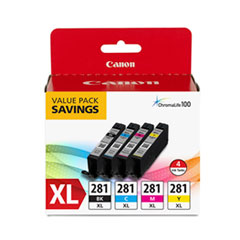Canon® 2037C005 (CLI-281XL) Ink, Black/Cyan/Magenta/Yellow