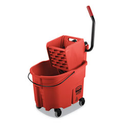 Rubbermaid® Commercial WaveBrake 2.0 Bucket/Wringer Combos, Side-Press, 35 qt, Plastic, Red