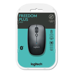 Logitech® M557 Bluetooth Mouse, 2.4 GHz Frequency/33 ft Wireless Range, Left/Right Hand Use, Dark Gray