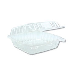 Pactiv Hinged Lid Container, 8.34 x 8.24 x 3.05, Clear, 200/Carton