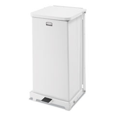 Rubbermaid® Commercial Defenders Quiet Step Can, 6.5 gal, Metal, White