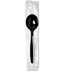 Dixie® Individually Wrapped Heavyweight Soup Spoons, Polystyrene, Black, 1,000/Carton
