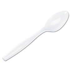Dixie® Plastic Cutlery, Heavyweight Teaspoons, White, 1,000/Carton