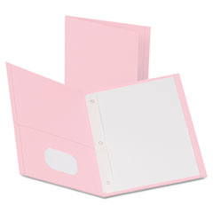 Twin-Pocket Folders with 3 Fasteners, 0.5" Capacity, 11 x 8.5, Pink,25/Box