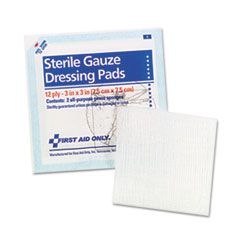 First Aid Only™ SmartCompliance Gauze Pads, Sterile, 12-Ply, 3 x 3, 5 Dual-Pads/Pack