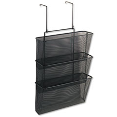 Fellowes® Mesh Partition Additions Three-File Pocket Organizer, 12.63 x 8.25 x 23.25, Over-the-Panel/Wall Mount, Black
