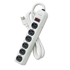 Fellowes® Metal Power Strip, 6 Outlets, 6 ft Cord, Platinum