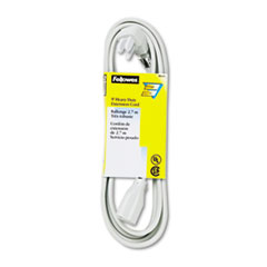 Fellowes® Indoor Heavy-Duty Extension Cord, 3-Prong Plug, 1-Outlet, 9ft Length, Gray